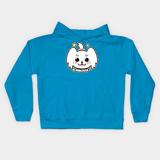 KAWAII Maltese Dog Face Kids Hoodie by TechraNova